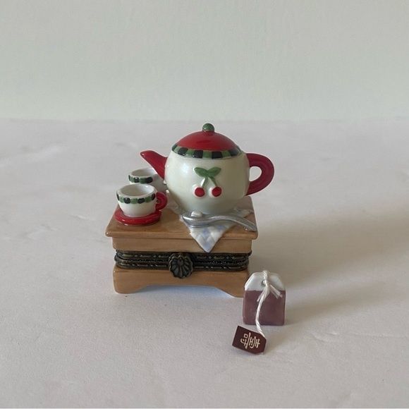 RARE NIB Vintage Cooking Club of America Afternoon Tea Set Porcelain Trinket Box - Picture 1 of 12